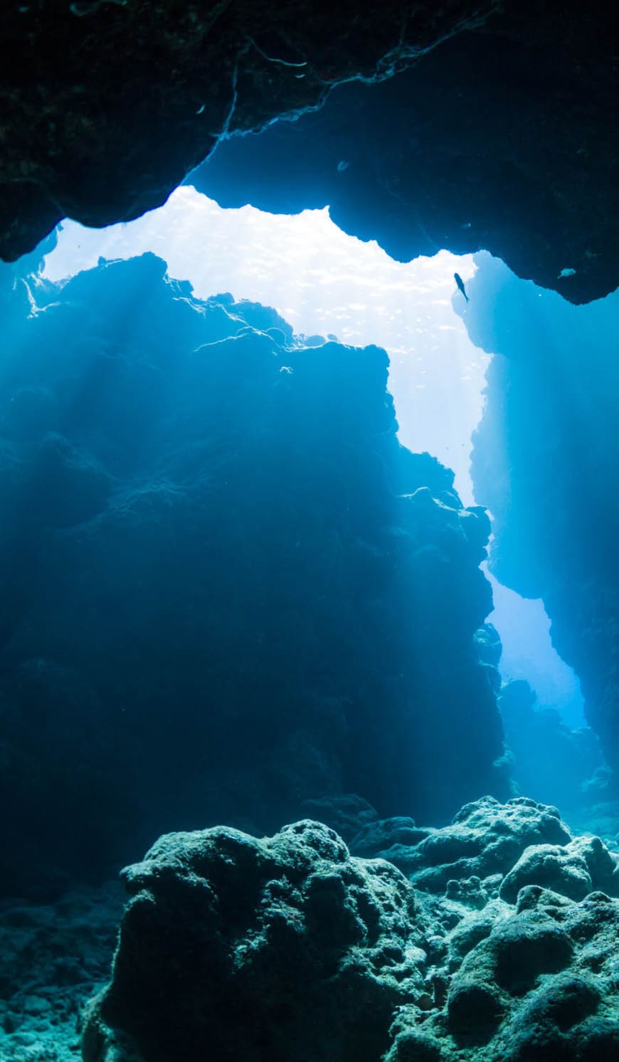Sun Light into the Underwater Cave