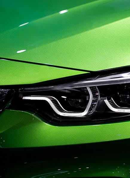 Close up shot of headlight in luxury 